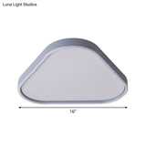 16’/19.5’ Triangle Bedroom Flush Light Fixture Acrylic Led Ceiling Lamp In Grey Warm/White