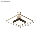 16’/19.5’ W Iron Square Flushmount Black & White Led Flush Mount Lighting - White/Warm Light