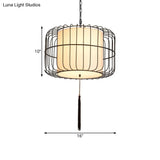 16/19.5 Wide Black Fabric Hanging Pendant Lantern - Traditional Stylish Down Lighting