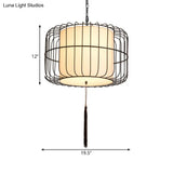 16/19.5 Wide Black Fabric Hanging Pendant Lantern - Traditional Stylish Down Lighting