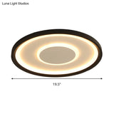 16’/19.5’ Wide Contemporary Black Tray Led Ceiling Lamp - Flush Mount Metal Lighting With