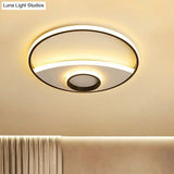 16 - 23.5’ Dia Circular Acrylic Ceiling Lamp - Modern Black And White Led Flush Light For Bedroom