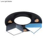 16’/26’ W Modern Geometry Iron Led Ceiling Light Grey/Grey - Blue Flush Mount For Bedroom