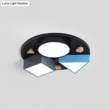 16’/26’ W Modern Geometry Iron Led Ceiling Light Grey/Grey - Blue Flush Mount For Bedroom