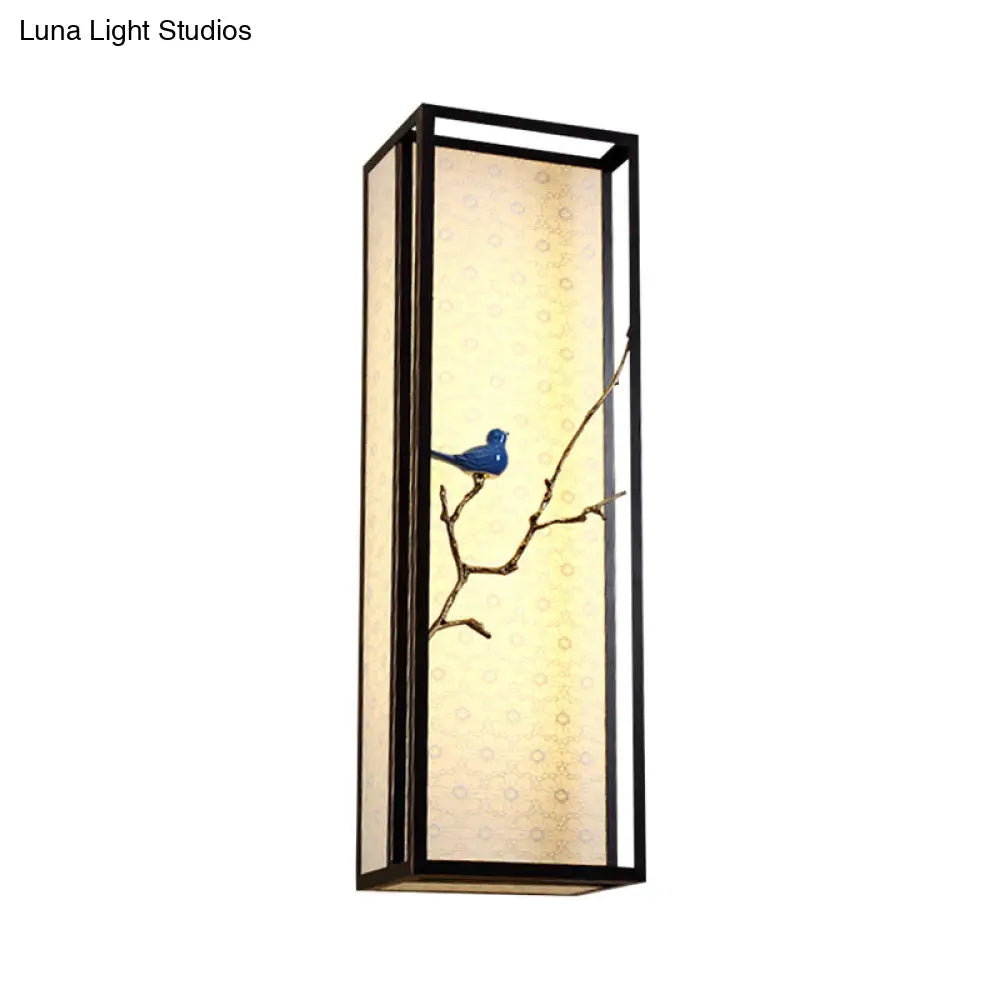 16/31.5 H Black Fabric Wall Mounted Light: Classic 1-Light Sconce For Living Room