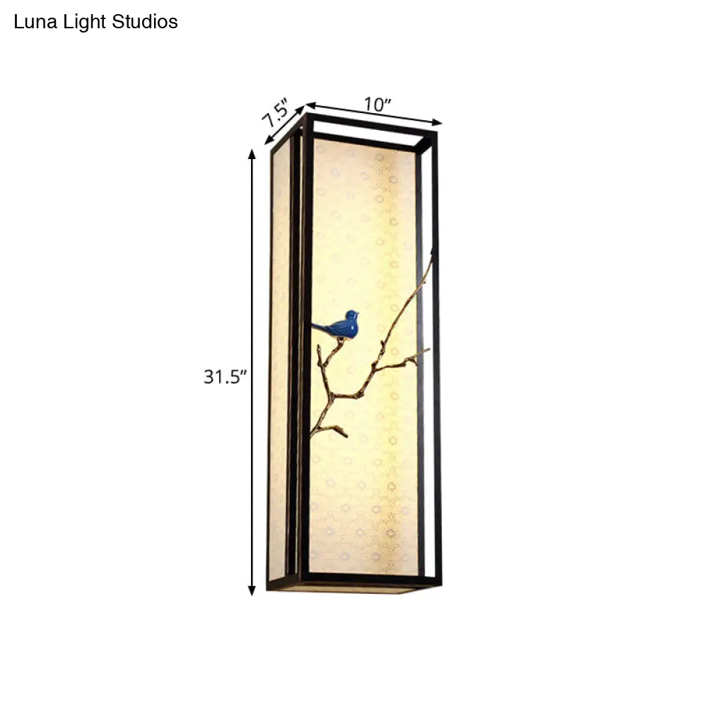 16/31.5 H Black Fabric Wall Mounted Light: Classic 1-Light Sconce For Living Room