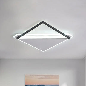 16.5’/20.5’ Led Ceiling Flush Light Metallic Black And White Rhombus Indoor Lighting Warm/White