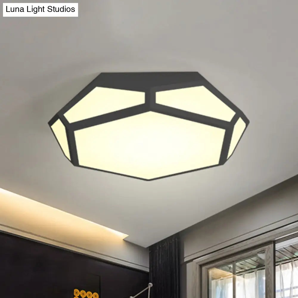16.5’/20.5’ Metal Geometric Flush Mount Ceiling Light With Acrylic Shade In Nordic Black/White