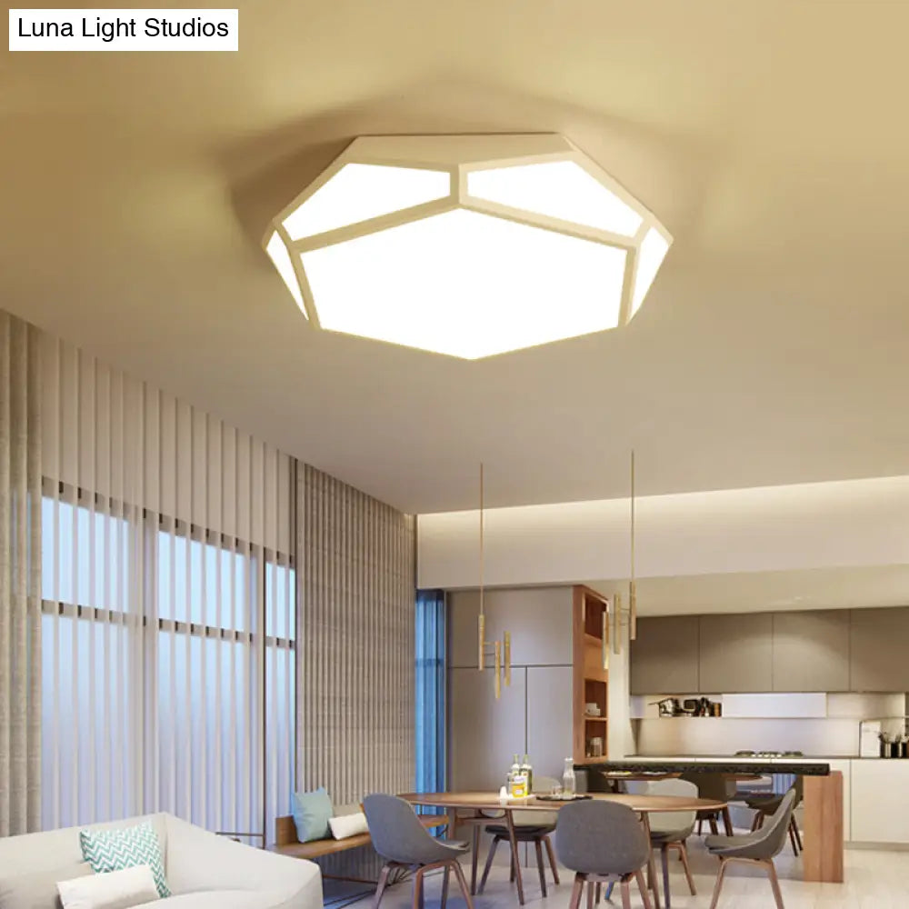 16.5’/20.5’ Metal Geometric Flush Mount Ceiling Light With Acrylic Shade In Nordic Black/White