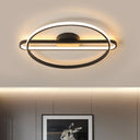 16.5/20.5 Wide Ring Semi Flush Led Ceiling Light - Modern Black Metallic Finish Warm/White Lighting