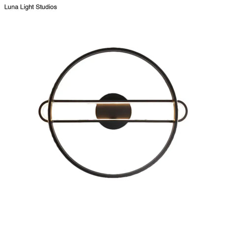 16.5/20.5 Wide Ring Semi Flush Led Ceiling Light - Modern Black Metallic Finish Warm/White Lighting