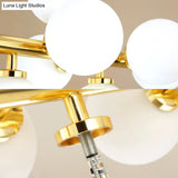 16-Light Gold Linear Island Chandelier With Glass Shade - Post Modern Billiard Lighting