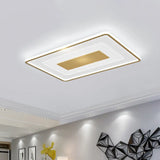 16’ Modern Acrylic Led Flush Light Square/Rectangle Gold Finish – White/Warm For Living Room /