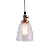 Industrial Hanging Light Kit - Bell Clear Glass Pendant Lamp With Bronze/Brass/Copper Top