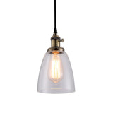Industrial Hanging Light Kit - Bell Clear Glass Pendant Lamp With Bronze/Brass/Copper Top