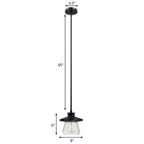 Antique Metal Hanging Pendant Lamp With Clear Glass Shade - Black Jar Design Ideal For Dining Room