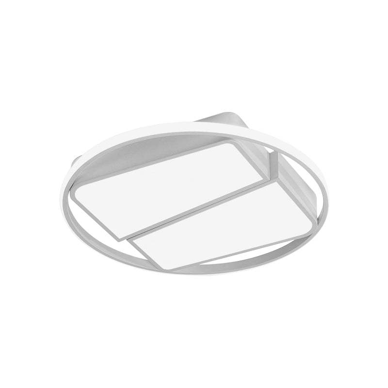 Modern Metal Black/White Led Ceiling Mount Light - 2-Trapezoid Design 16/19.5 Wide Flush Fixture For