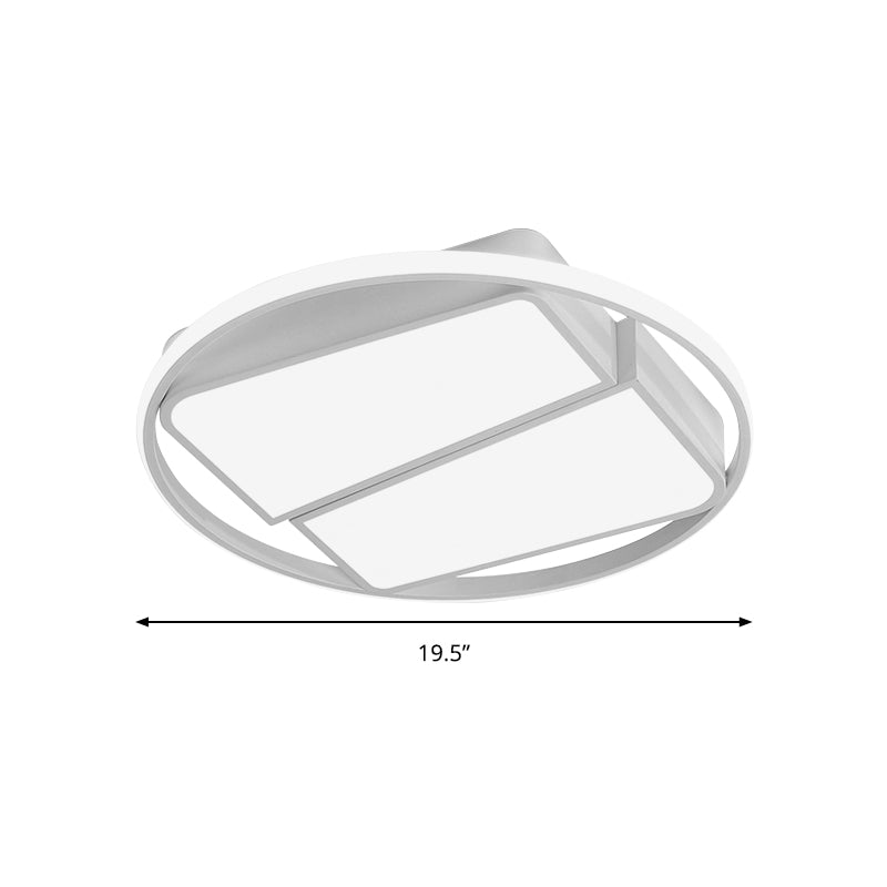 Modern Metal Black/White Led Ceiling Mount Light - 2-Trapezoid Design 16/19.5 Wide Flush Fixture For