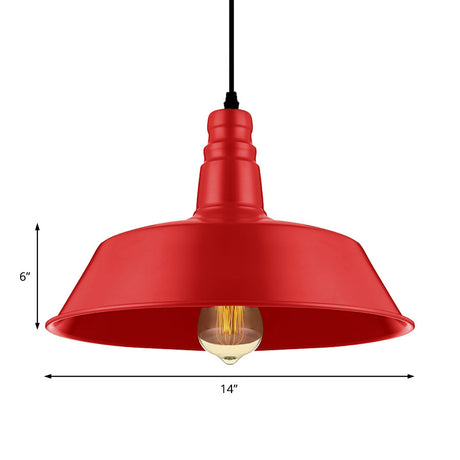 Barn Living Room Pendant Lighting - Industrial Style Metallic Ceiling Light Fixture 1 Bulb Red/Green