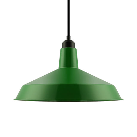 Vintage-Style Metal Pendant With Cord/Downrods - Green Barn Shade For Living Room Ceiling