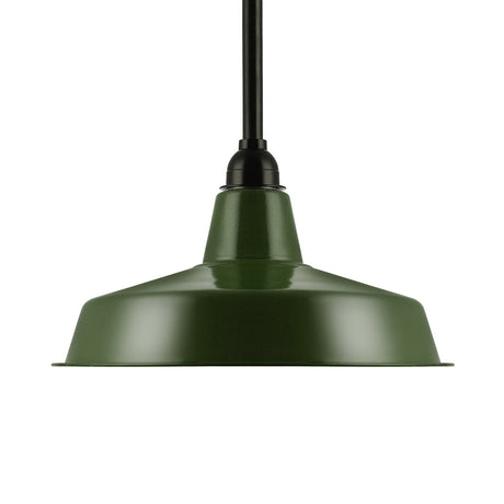 Vintage-Style Metal Pendant With Cord/Downrods - Green Barn Shade For Living Room Ceiling