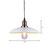 Stylish Metal Pendant Light With Cone/Saucer/Dome Shade - Loft Design In White Ideal For Restaurants