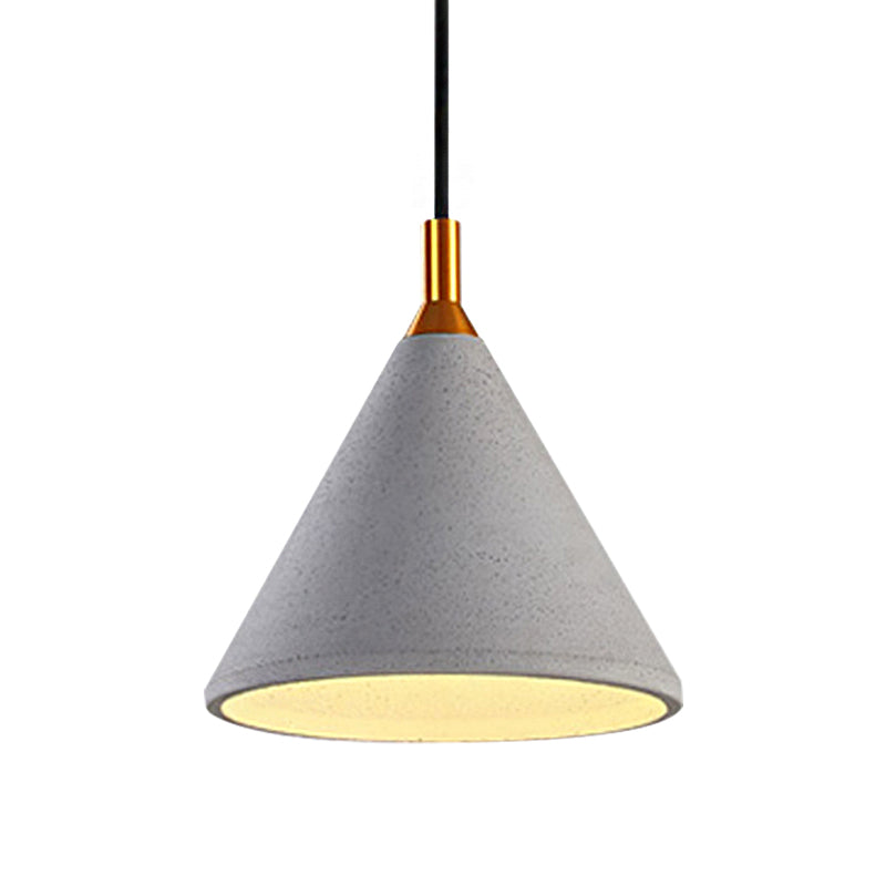 Vintage Style Gray Conical Cement Pendant Light - 1 Coffee Shop Fixture