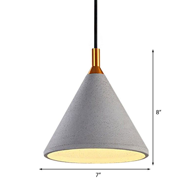 Vintage Style Gray Conical Cement Pendant Light - 1 Coffee Shop Fixture