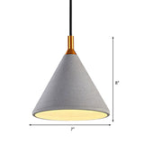 Vintage Style Gray Conical Cement Pendant Light - 1 Coffee Shop Fixture