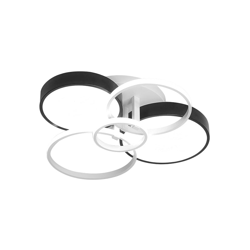 Modern Black Acrylic Ceiling Mounted Light For Living Room - Circular Close To Design With 3/5