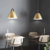 Modernist Conical Pendant Light 10.5/14 W 1-Bulb Metallic Suspension With Leather Strap Black/Blue
