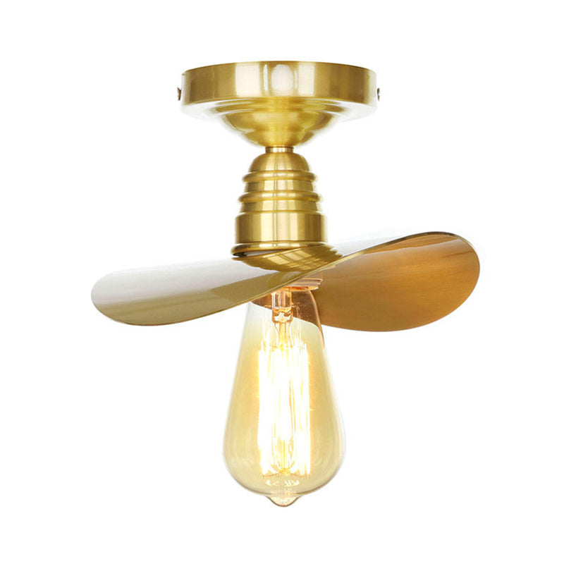 Vintage Waveforms/Scalloped Shade Semi Flush Ceiling Light - Brass Finish 8/9.5 W Metal Fixture
