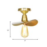 Vintage Waveforms/Scalloped Shade Semi Flush Ceiling Light - Brass Finish 8/9.5 W Metal Fixture