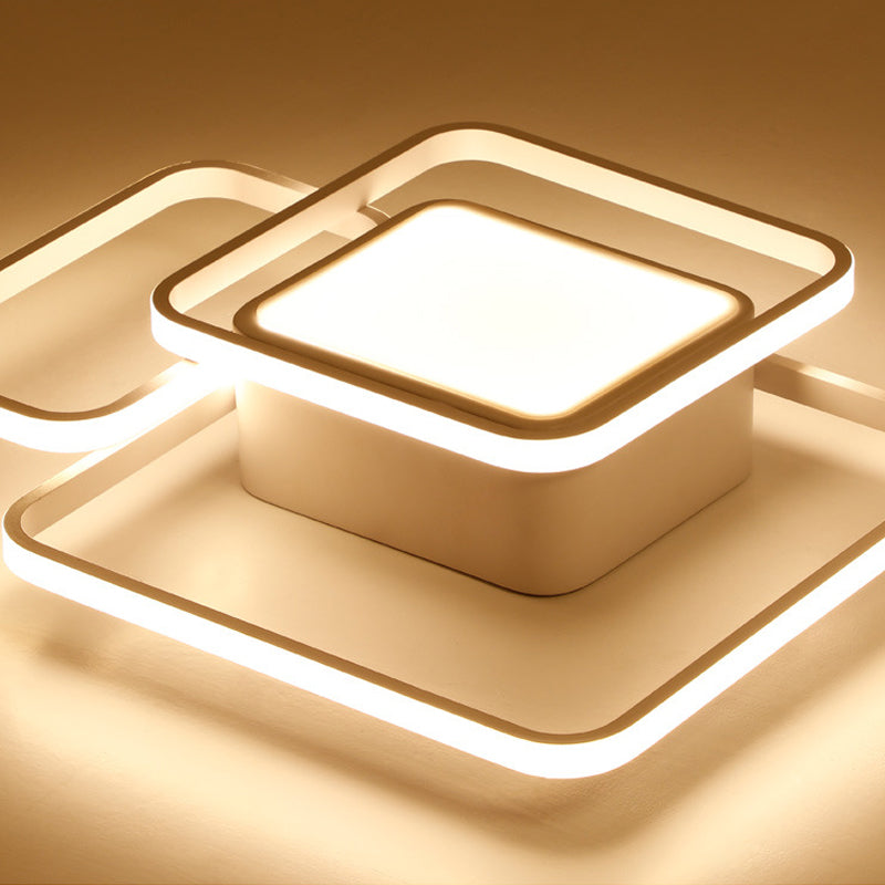Modern Led Acrylic Ceiling Light - Square And Block Design 18/21.5/25.5 Wide Flush Mount