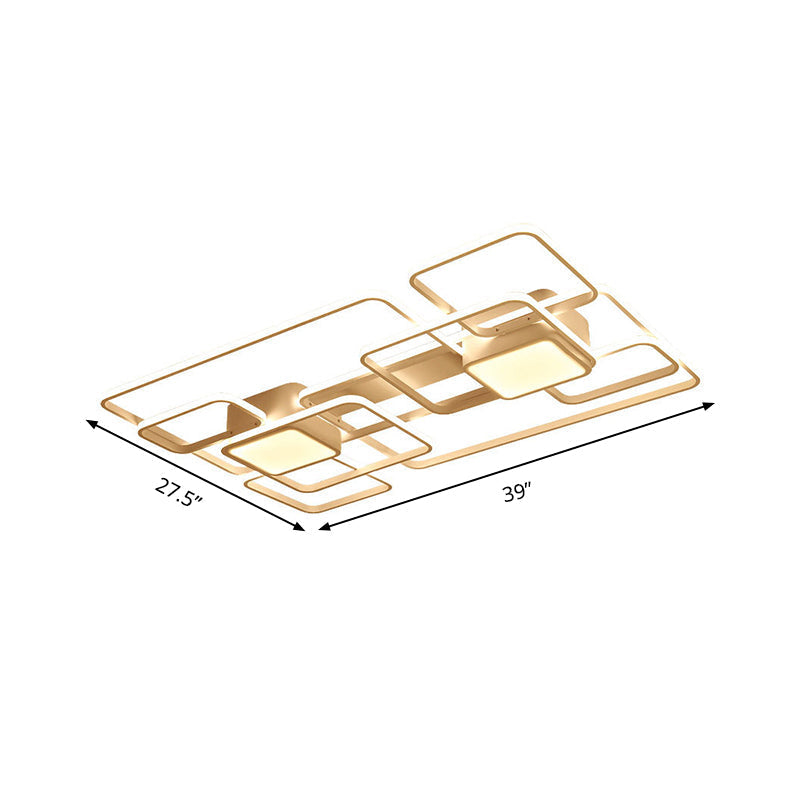 Modern Led Acrylic Ceiling Light - Square And Block Design 18/21.5/25.5 Wide Flush Mount