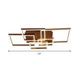 Modern Led Square Acrylic Ceiling Light - 39/47 Wide Brown Semi Flush Mount In Warm/White