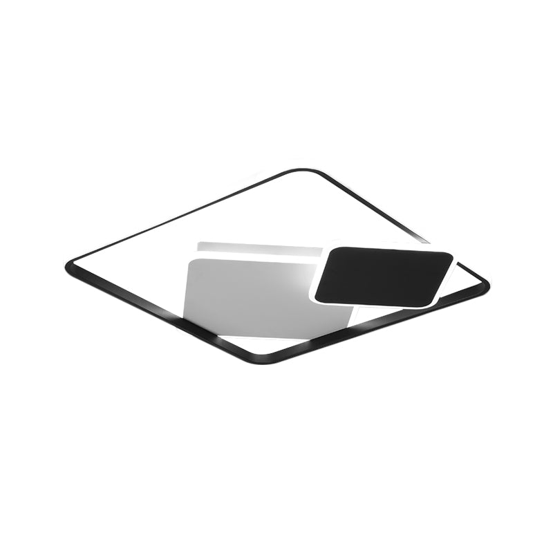 Minimalist Square Metal Led Flush Mount Light In Black 16.5’/20.5’ Wide - Customizable 7 Days