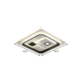 Led Minimalist Black Flush Mount Ceiling Lamp With Metal Rectangle Shade Warm/White Light Options