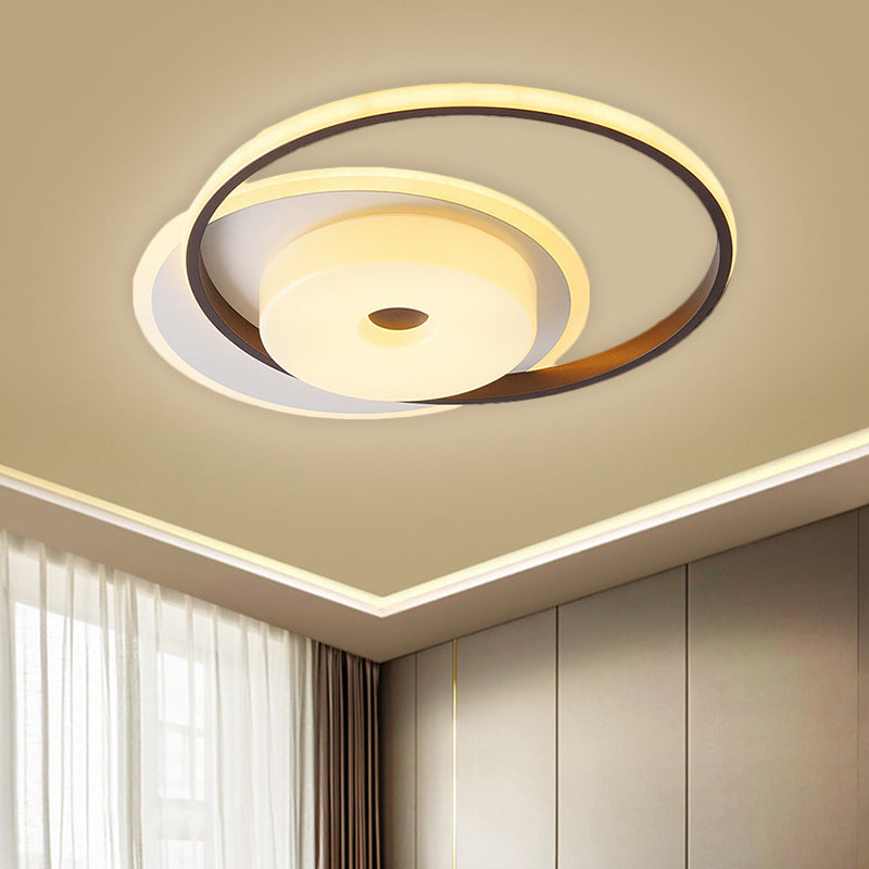 Metallic Nordic Led Flush Mount Ceiling Fixture In Warm/White 16’/19.5’ Wide