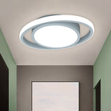 Customizable Flush Mount Metal Led Ceiling Fixture - Drum & Circle Design In Black/Gray/Gold (7-Day