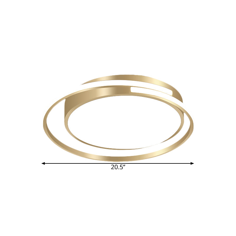 Metal Drum Flush Mount Lamp - Contemporary Led Gold Ceiling Light For Bedroom Multiple Sizes