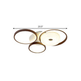 Modern Metal Flush Ceiling Light - 3 Rings Led Brown Warm/White (19.5’/25.5’ Width)