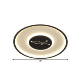 Modern Led Flush Mount Ceiling Lamp - Sleek Acrylic Design With Adjustable Light Color Black Finish