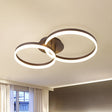 Loop Bedroom Led Flush Ceiling Lamp - Minimalist Brown Semi Mount In Warm/White/Natural Light