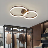 Loop Bedroom Led Flush Ceiling Lamp - Minimalist Brown Semi Mount In Warm/White/Natural Light