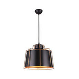 Metal Drum Shade Ceiling Fixture - Industrial 1-Light Suspension Lamp (Black)