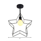 Stylish Black Wire Frame Ceiling Lamp With Star Shade - Bedroom Semi Flush Mount Lighting