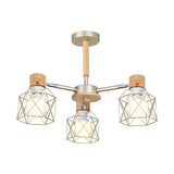 Nordic Iron Cage Semi-Flush Lamp With 3/6/8-Head Black/Green/Gold Pendant Lighting For Ceiling
