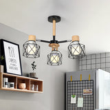 Nordic Iron Cage Semi-Flush Lamp With 3/6/8-Head Black/Green/Gold Pendant Lighting For Ceiling 3 /