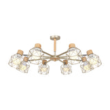 Nordic Iron Cage Semi-Flush Lamp With 3/6/8-Head Black/Green/Gold Pendant Lighting For Ceiling